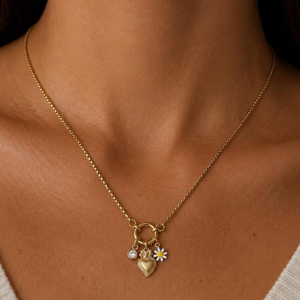 Flower heart necklace D74